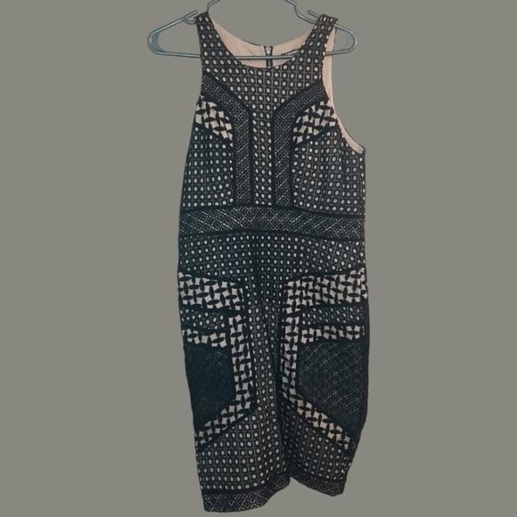 Gianni  Bini Eyelet Black and Nude Sheath Dress, Size L - Picture 2 of 5